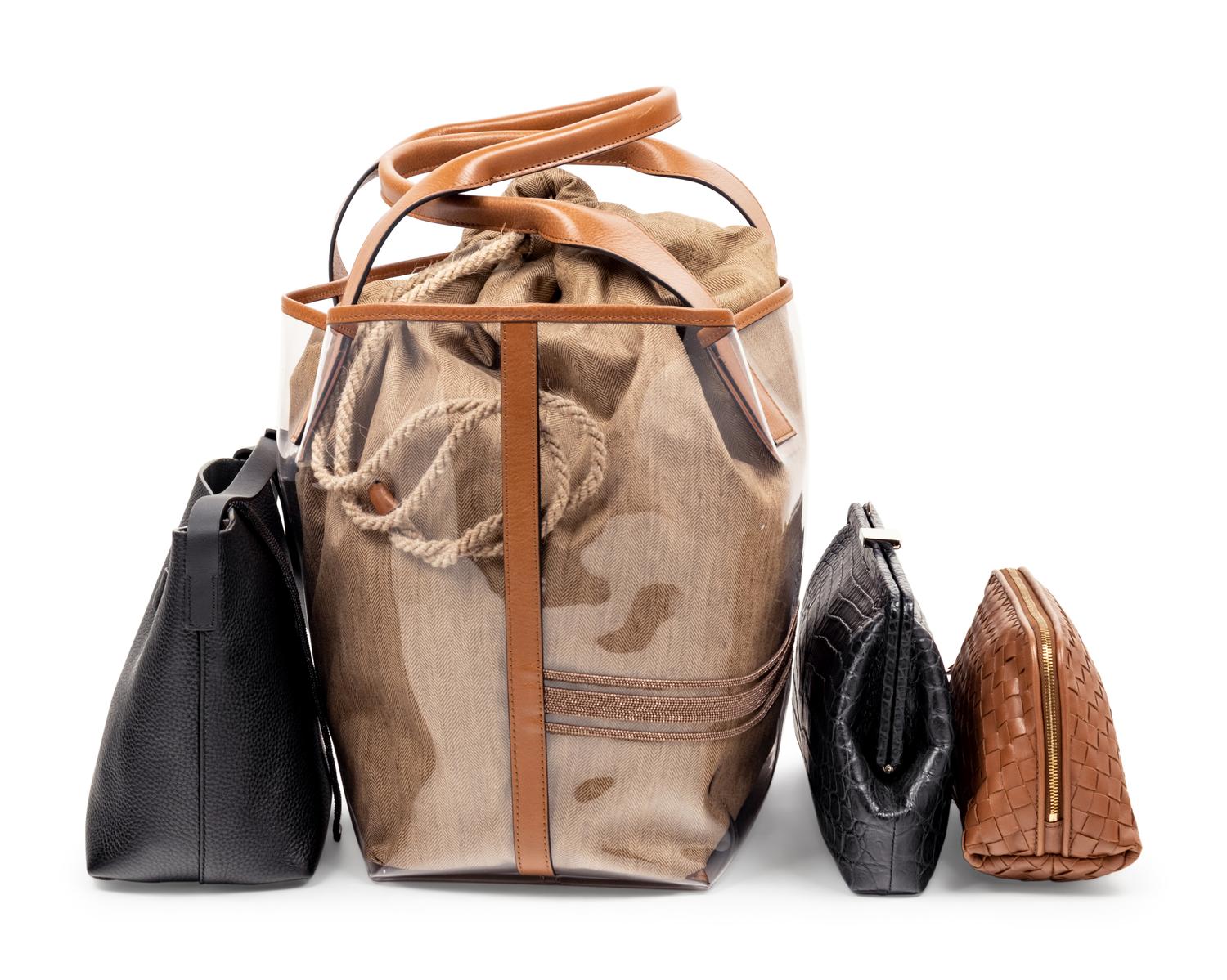 Four Designer Hand Bags: Two Brunello Cucinelli, One Cape Cobra, One Bottega Veneta