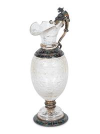 A Viennese Silver, Enamel and Rock Crystal Ewer