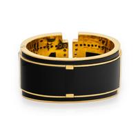 Onyx, Diamond, and Yellow Gold Cuff Bracelet