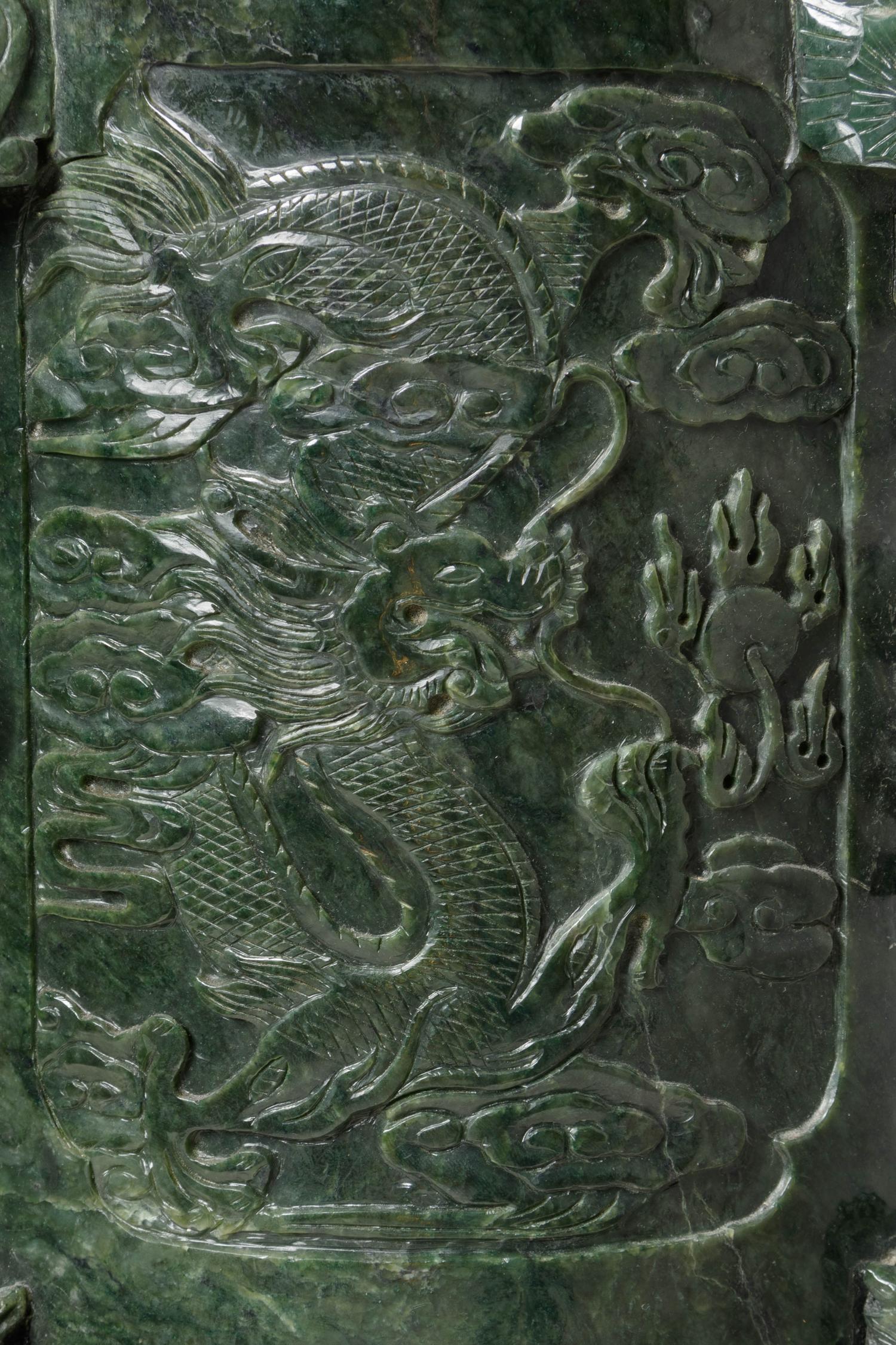 A Pair of Chinese Export Carved Hardstone Covered Vessels and Fitted Carved Hardwood Stands