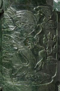 A Pair of Chinese Export Carved Hardstone Covered Vessels and Fitted Carved Hardwood Stands