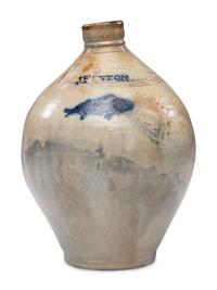 A Jonathan Fenton Cobalt Decorated Stoneware 'Fish' Jug