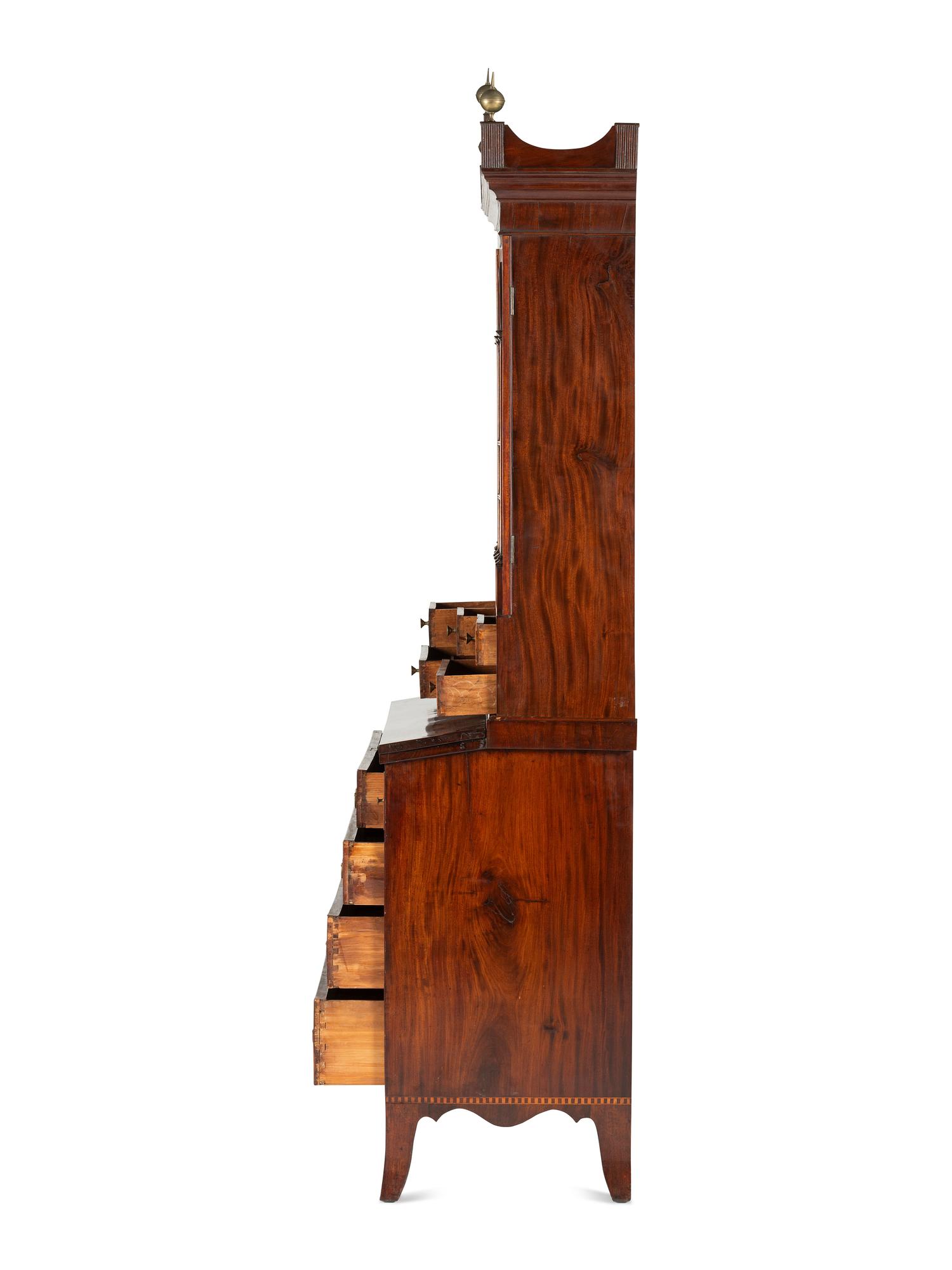 A Federal Inlaid Mahogany Lady's Writing Desk-and-Bookcase