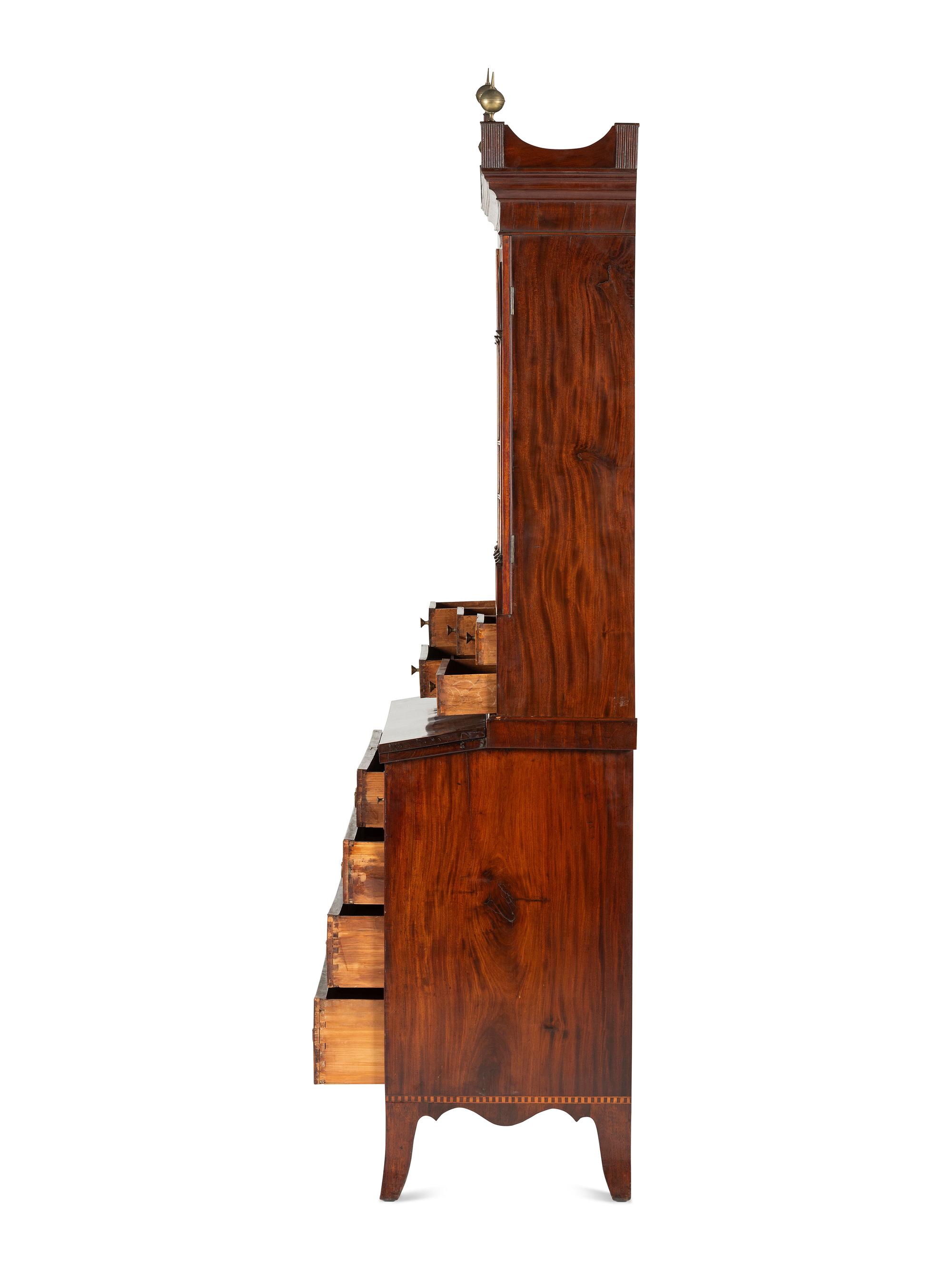 A Federal Inlaid Mahogany Lady's Writing Desk-and-Bookcase