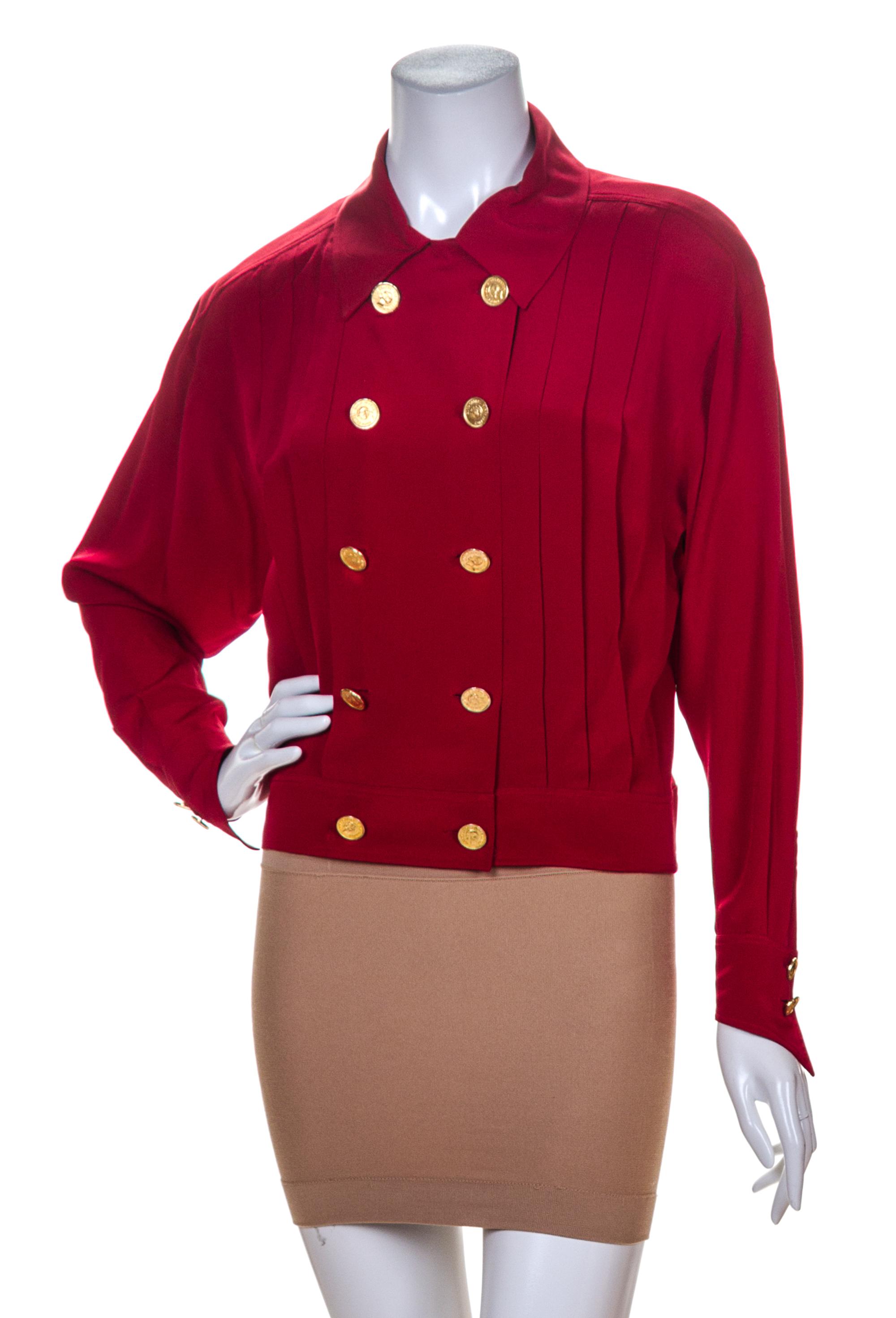A Chanel Red Double Breasted Blouse,