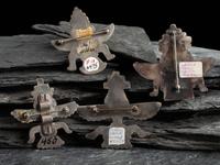Zuni Silver and Mosaic Inlay Knifewing Pins / Brooches