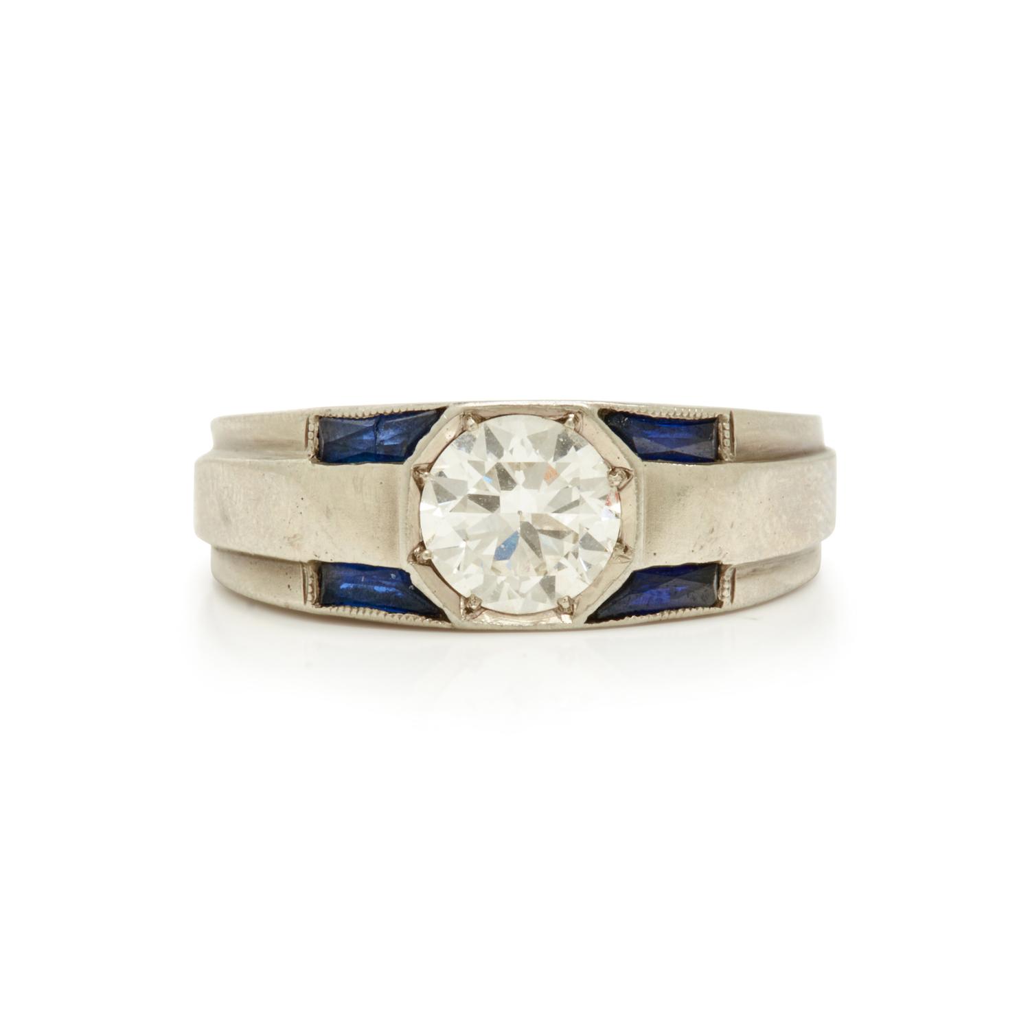 DIAMOND AND SYNTHETIC SAPPHIRE RING