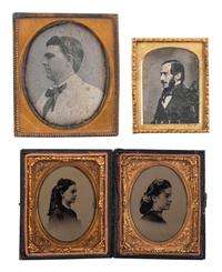 [EARLY PHOTOGRAPHY]. 7 daguerreotype and 2 tintype portraits of subjects posed in profile.