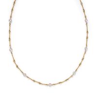ROBERTO COIN, YELLOW GOLD AND DIAMOND 'DOGBONE CHAIN' NECKLACE