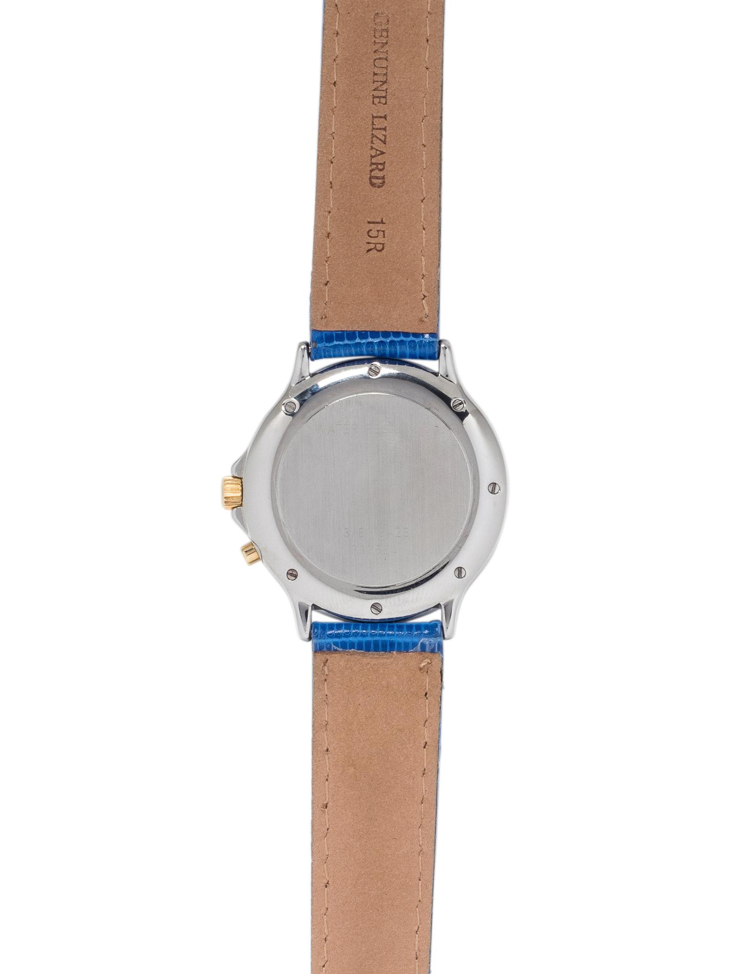 CHOPARD, 18K YELLOW GOLD, STAINLESS STEEL, DIAMOND AND SAPPHIRE REF. 31/8175-23 'MILLE MIGLIA' CHRONOGRAPH WRISTWATCH