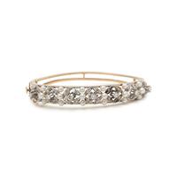 DIAMOND AND CULTURED PEARL BANGLE BRACELET
