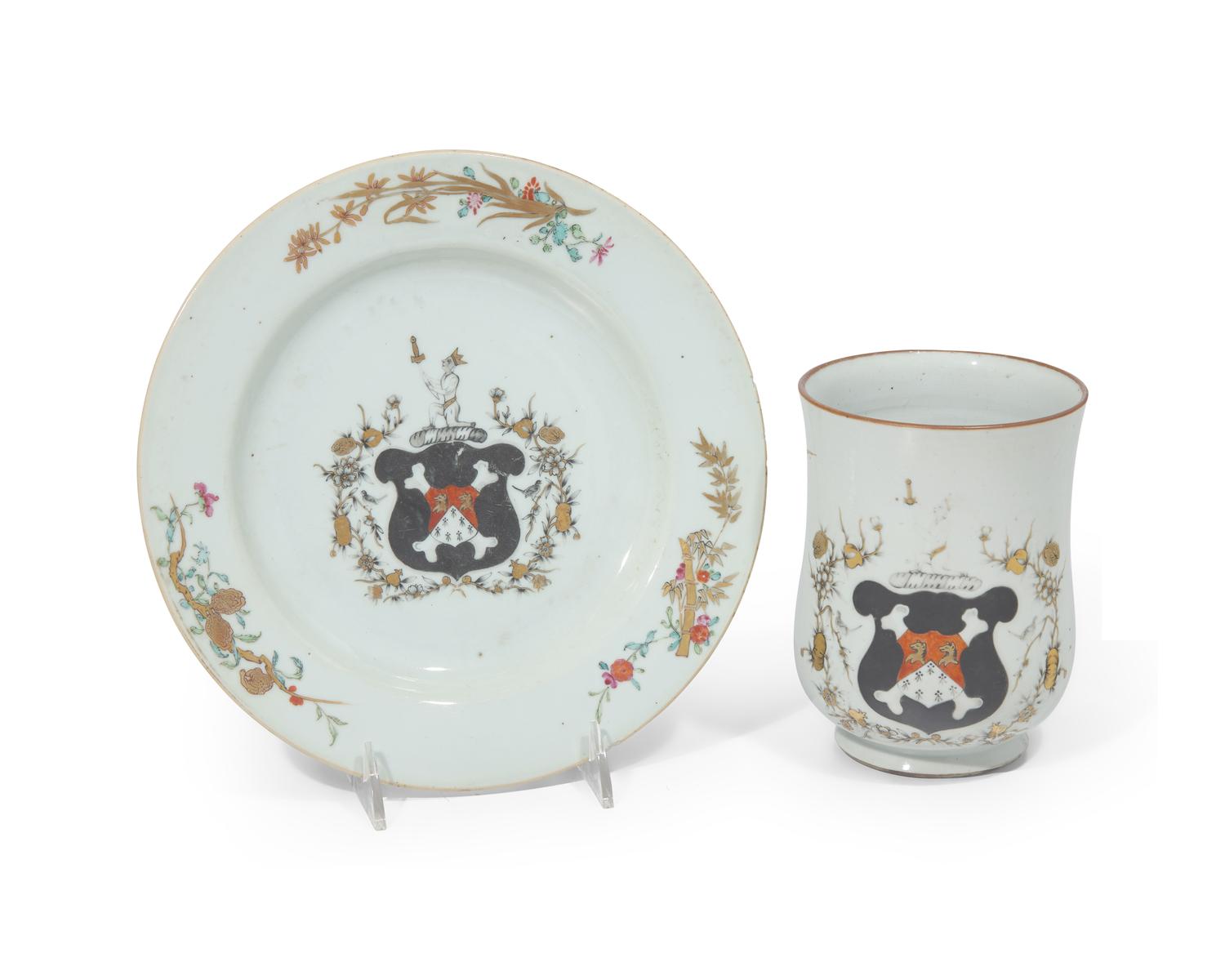 A group of seven Chinese Export porcelain tablewares from the "Newton Service," made for the English Market, circa 1740-1750