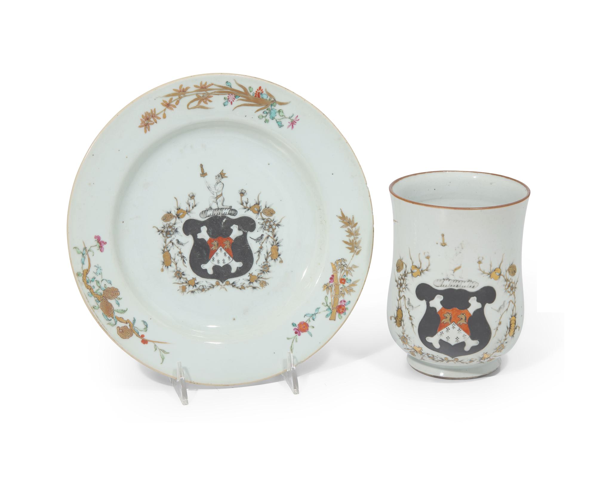 A group of seven Chinese Export porcelain tablewares from the "Newton Service," made for the English Market, circa 1740-1750