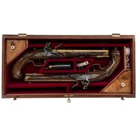 Contemporary Cased Pair of Flintlock Pistols in the Style of Leopold Becher by John B. Derrick (American, b.1936)