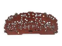 A Chinese Gilt and Red Lacquered Wood Panel