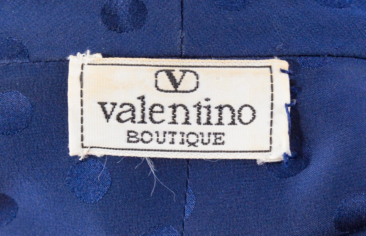 Valentino Navy and White Silk Jacquard Jacket, 1980-90s Size label: 8