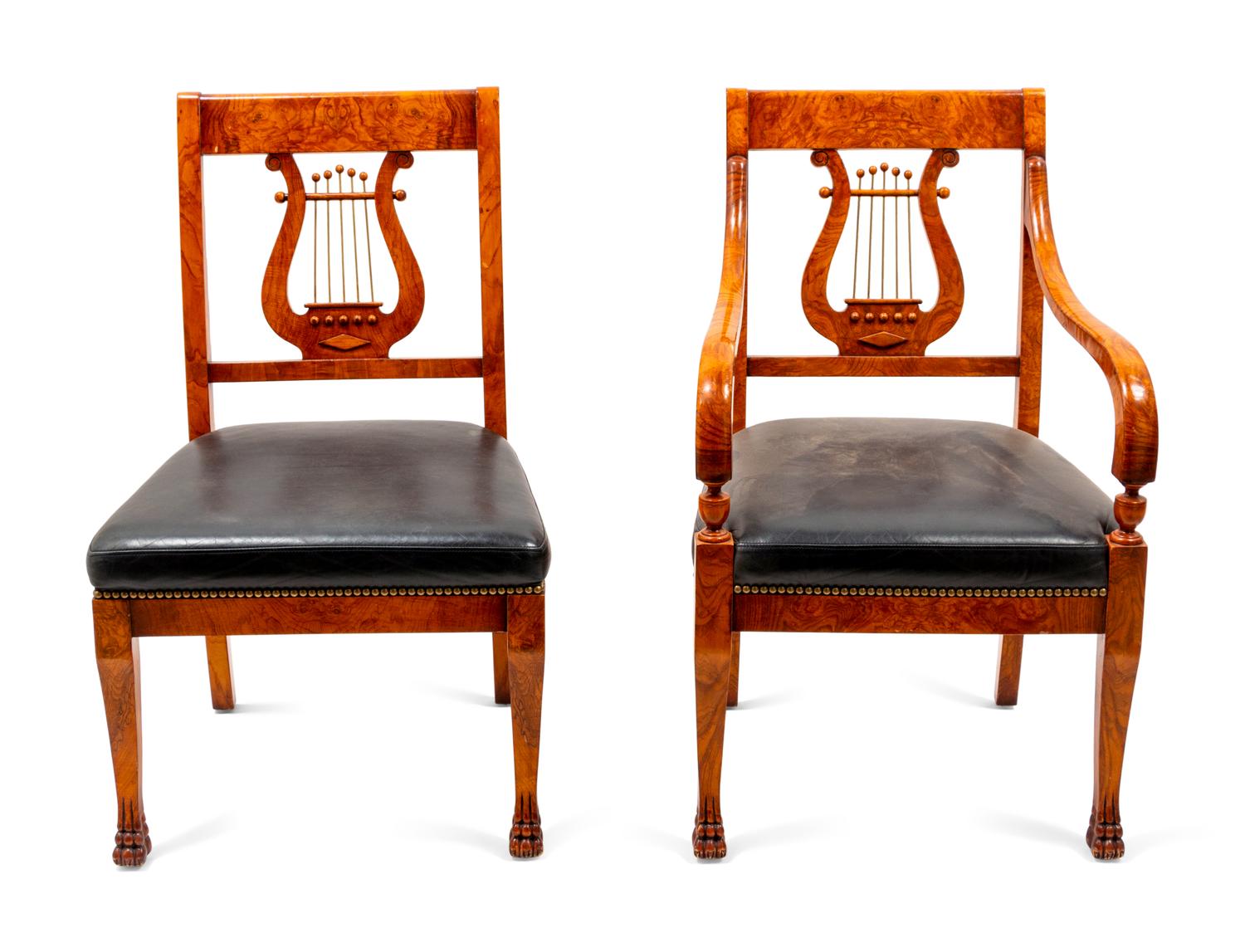 A Pair of Neoclassical Burlwood Chairs