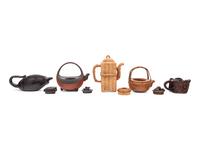 Five Chinese Yixing Zisha Pottery Teapots
