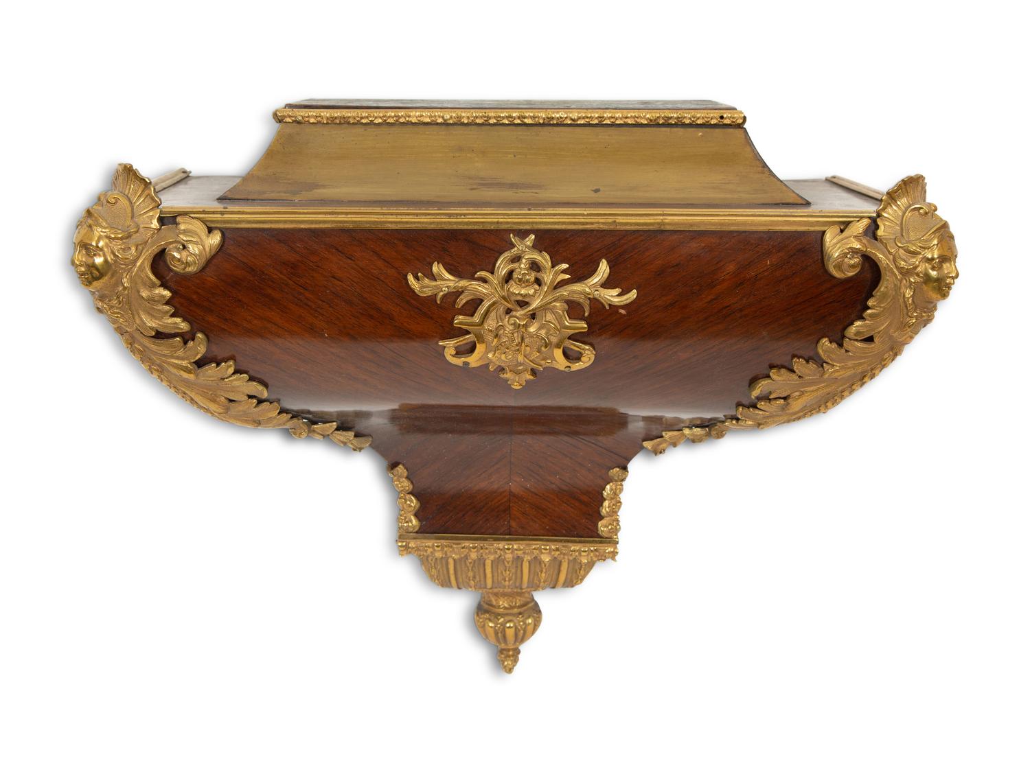 A Louis XV Gilt Bronze Mounted Kingwood Bracket Clock with Matching Wall Bracket