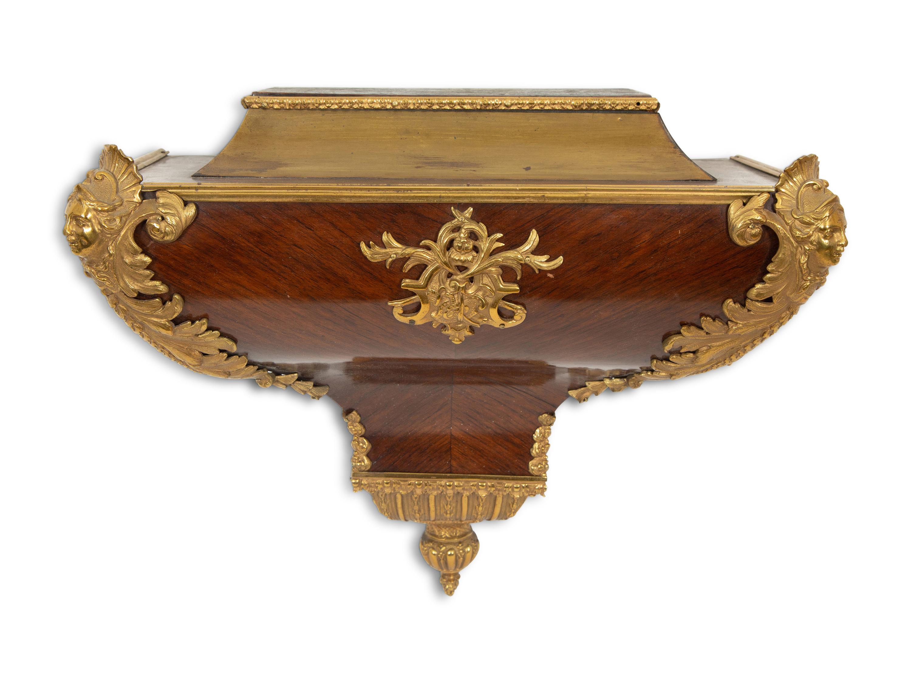 A Louis XV Gilt Bronze Mounted Kingwood Bracket Clock with Matching Wall Bracket