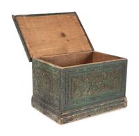 An Indonesian Carved and Painted Wood Trunk