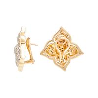 BICOLOR GOLD AND DIAMOND FLOWER EARRINGS