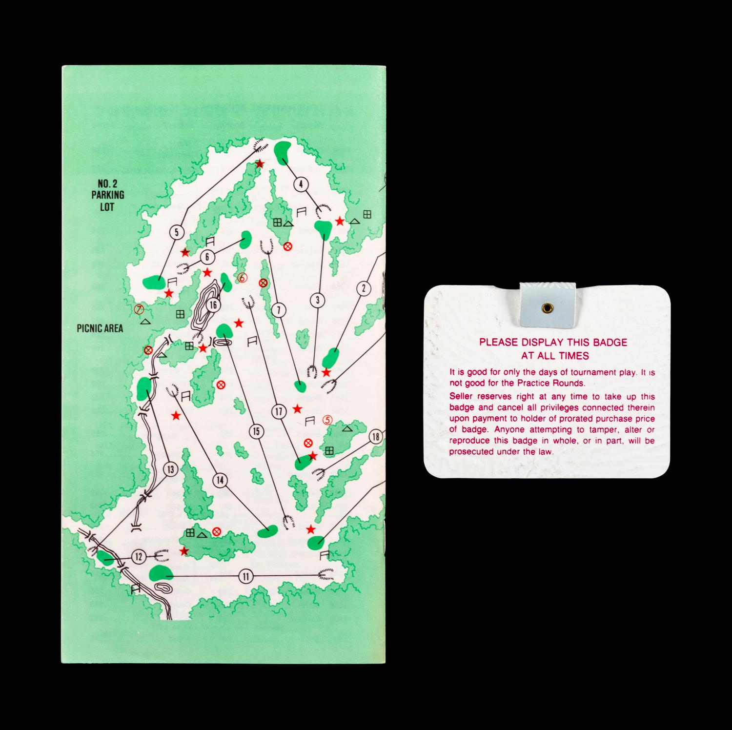 A Group of Jack Nicklaus 1986 Masters Golf Tournament Augusta National Items (Including Badge),
