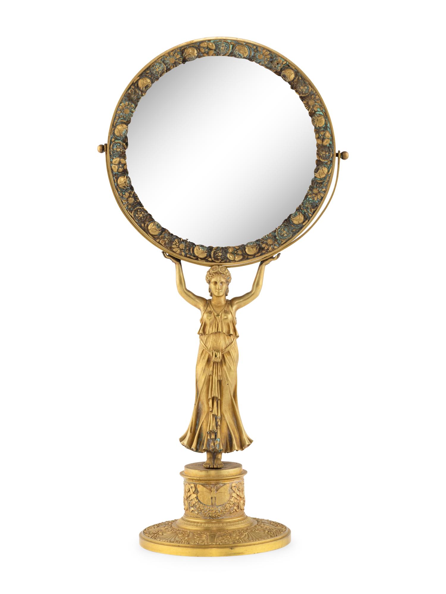 A French Neoclassical Gilt Bronze Dressing Mirror