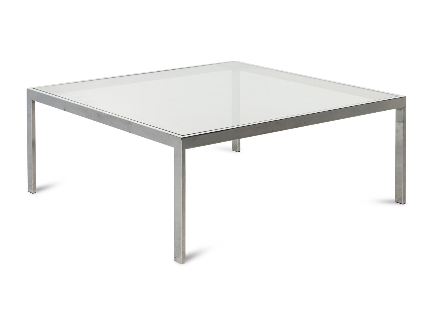 A Modernist Chrome and Glass Low Table