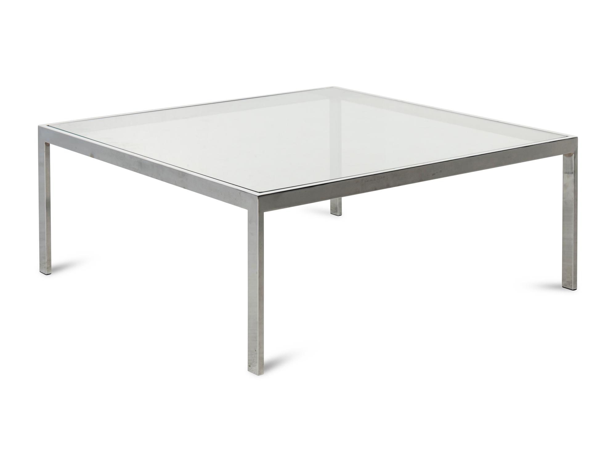 A Modernist Chrome and Glass Low Table
