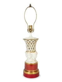 A White-Glazed Ceramic Figural Lamp