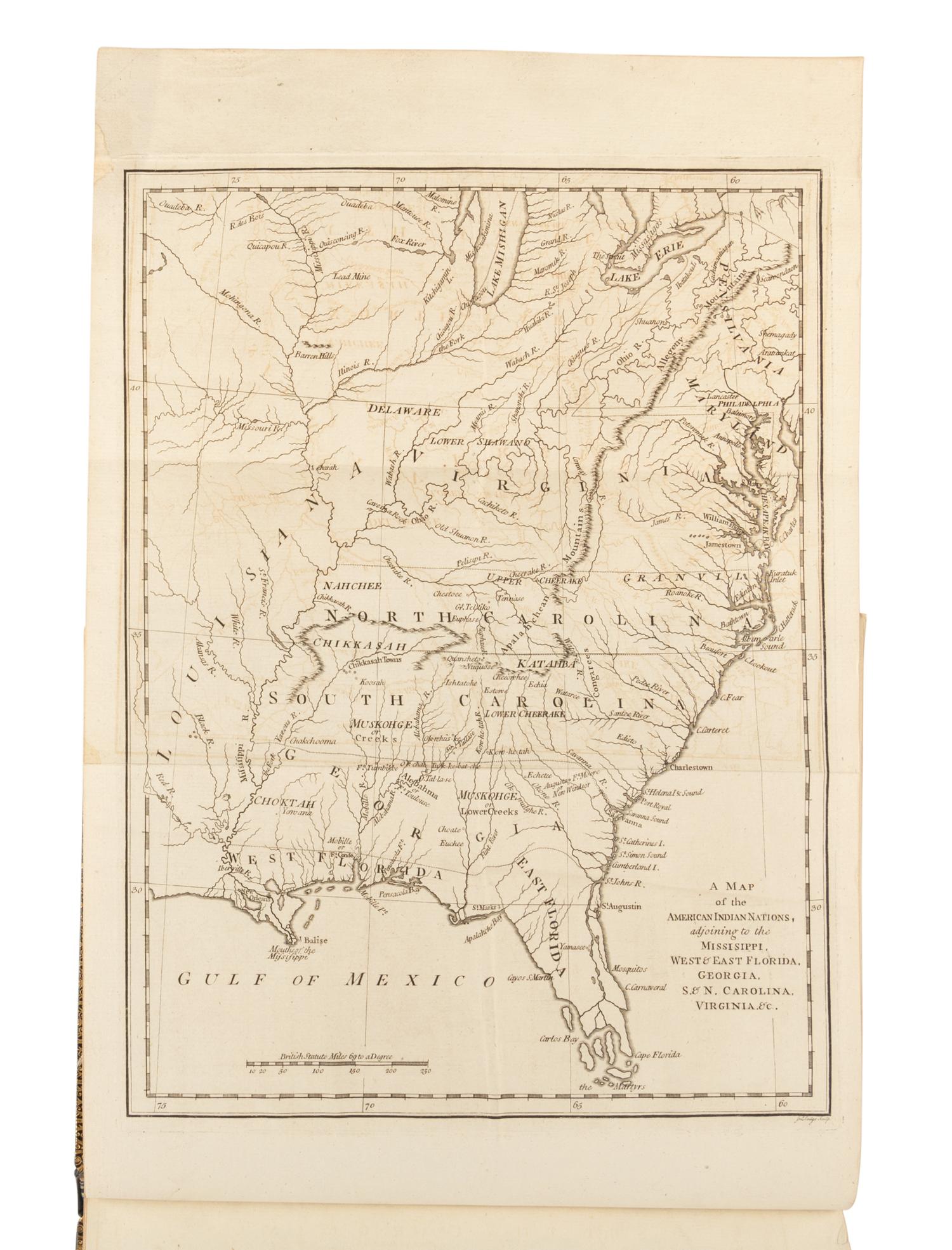 ADAIR, James (1709-1783). The History of the American Indians; Particularly Those Nations Adjoining to the Mississippi, East and West Florida, Georgia, South and North Carolina, and Virginia . London: Edward & Charles Dilly, 1775.