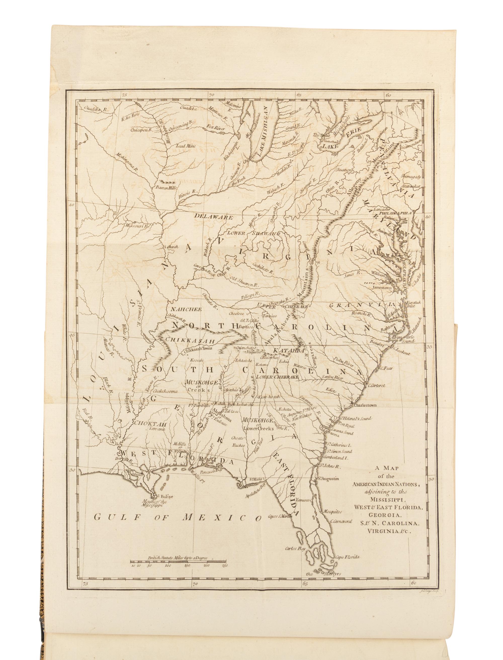 ADAIR, James (1709-1783). The History of the American Indians; Particularly Those Nations Adjoining to the Mississippi, East and West Florida, Georgia, South and North Carolina, and Virginia . London: Edward & Charles Dilly, 1775.