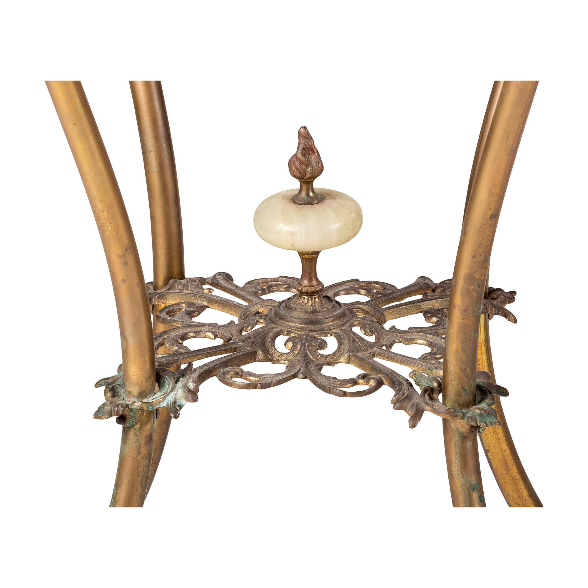 Two Neoclassical Onyx Mounted and Pierced Gilt Metal Jardiniere Stands