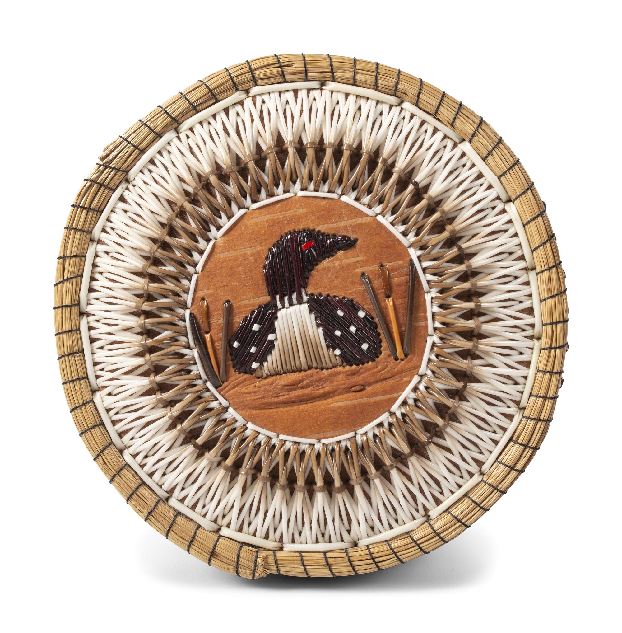 Great Lakes Quilled Birchbark Baskets and Wall Pocket
