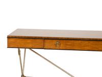 A Neoclasscial Style Crossbanded Walnut and Patinated Metal Console Table — 20TH CENTURY