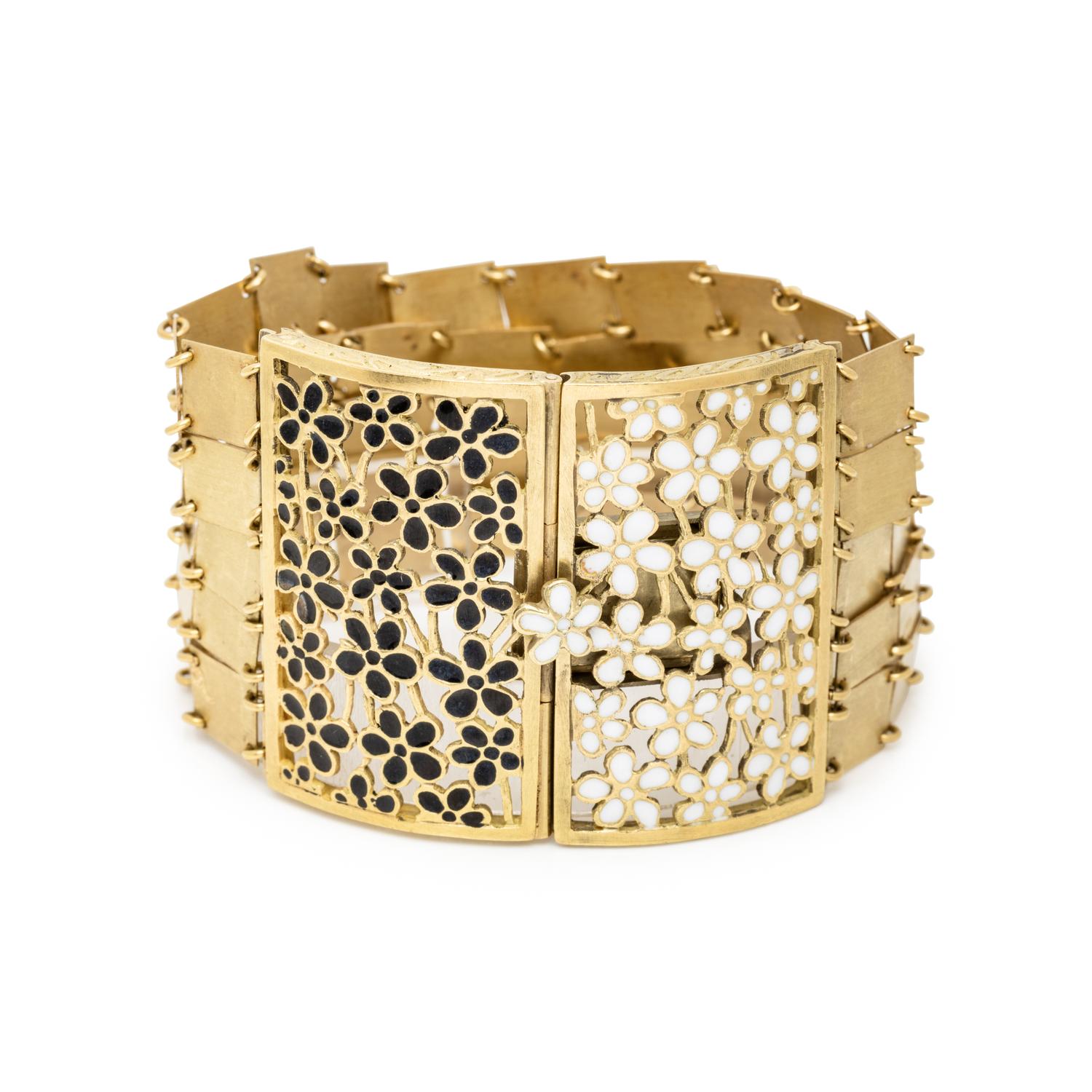 VICENTE GRACIA, YELLOW GOLD AND ENAMEL BRACELET