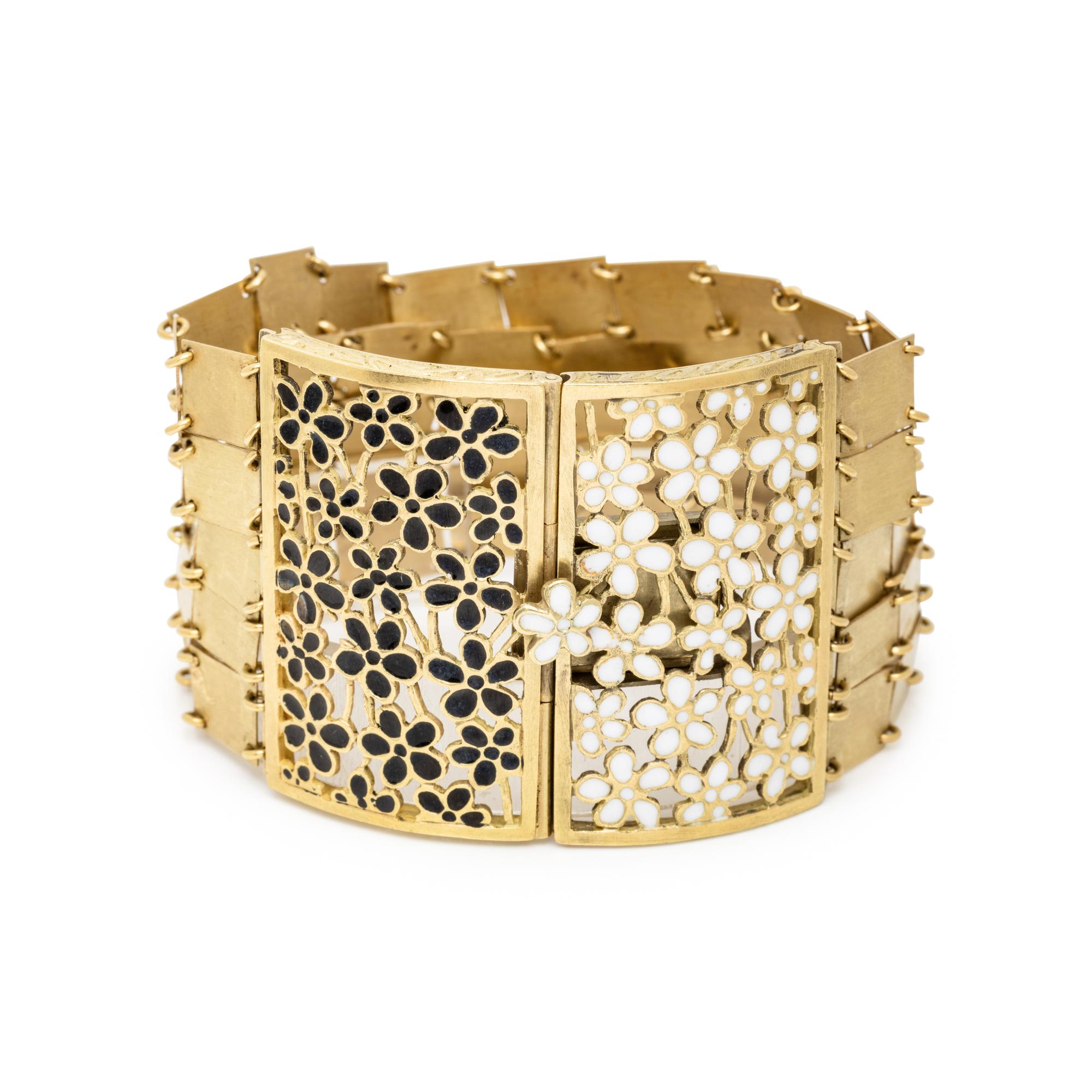 VICENTE GRACIA, YELLOW GOLD AND ENAMEL BRACELET