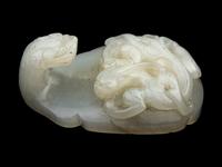 A Chinese White Jade 'Chilong' Belt Hook