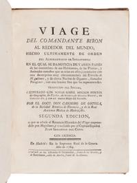 [TRAVEL & EXPLORATION]. BYRON, John. (1723-1786) Viage del Comandante Byron Al Rededor Del Mundo… Madrid: Imprenta Real de la Gazeta, 1769.