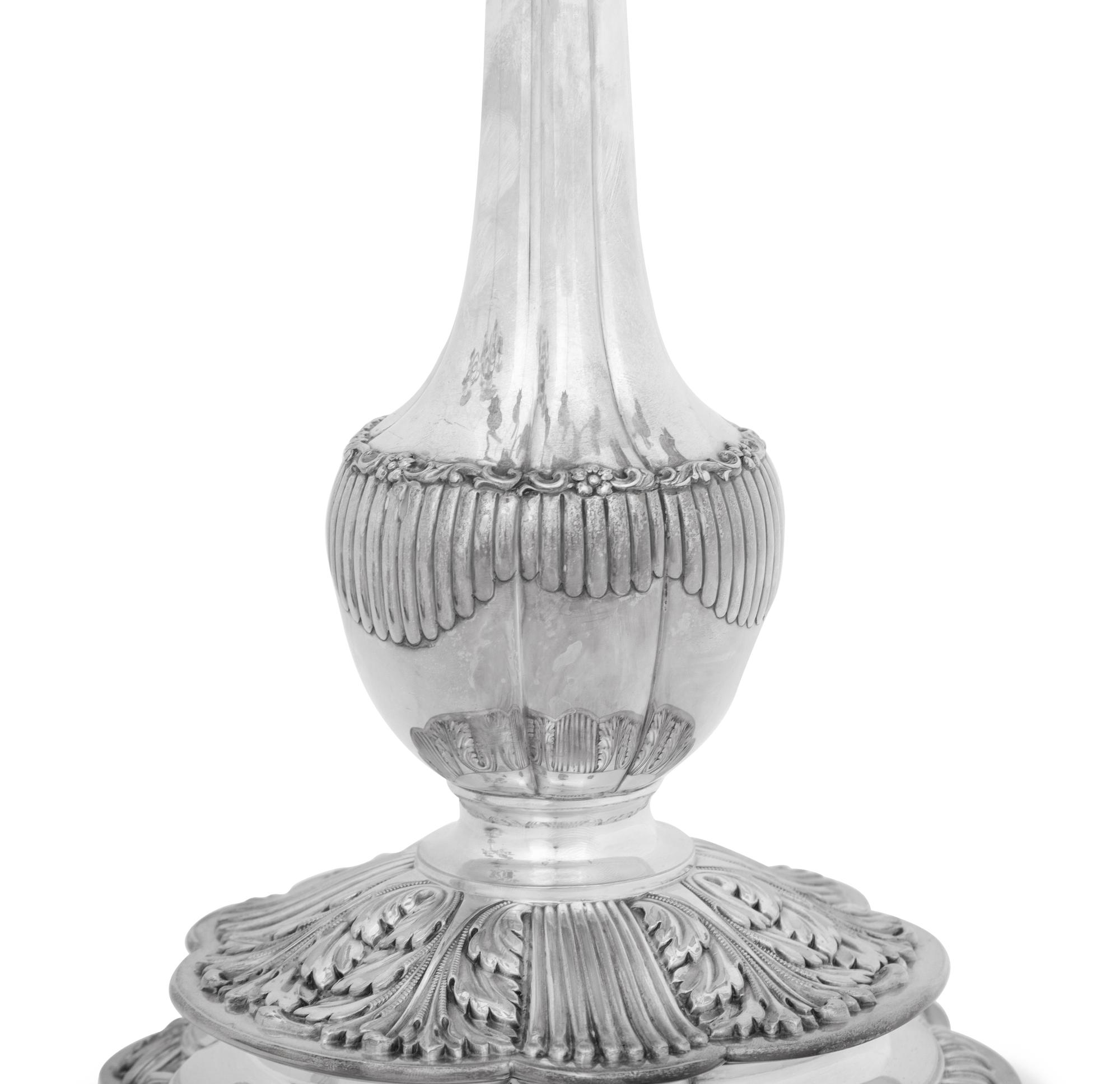 A Pair of Tiffany and Co. Silver-Plate Seven-Light Candelabra