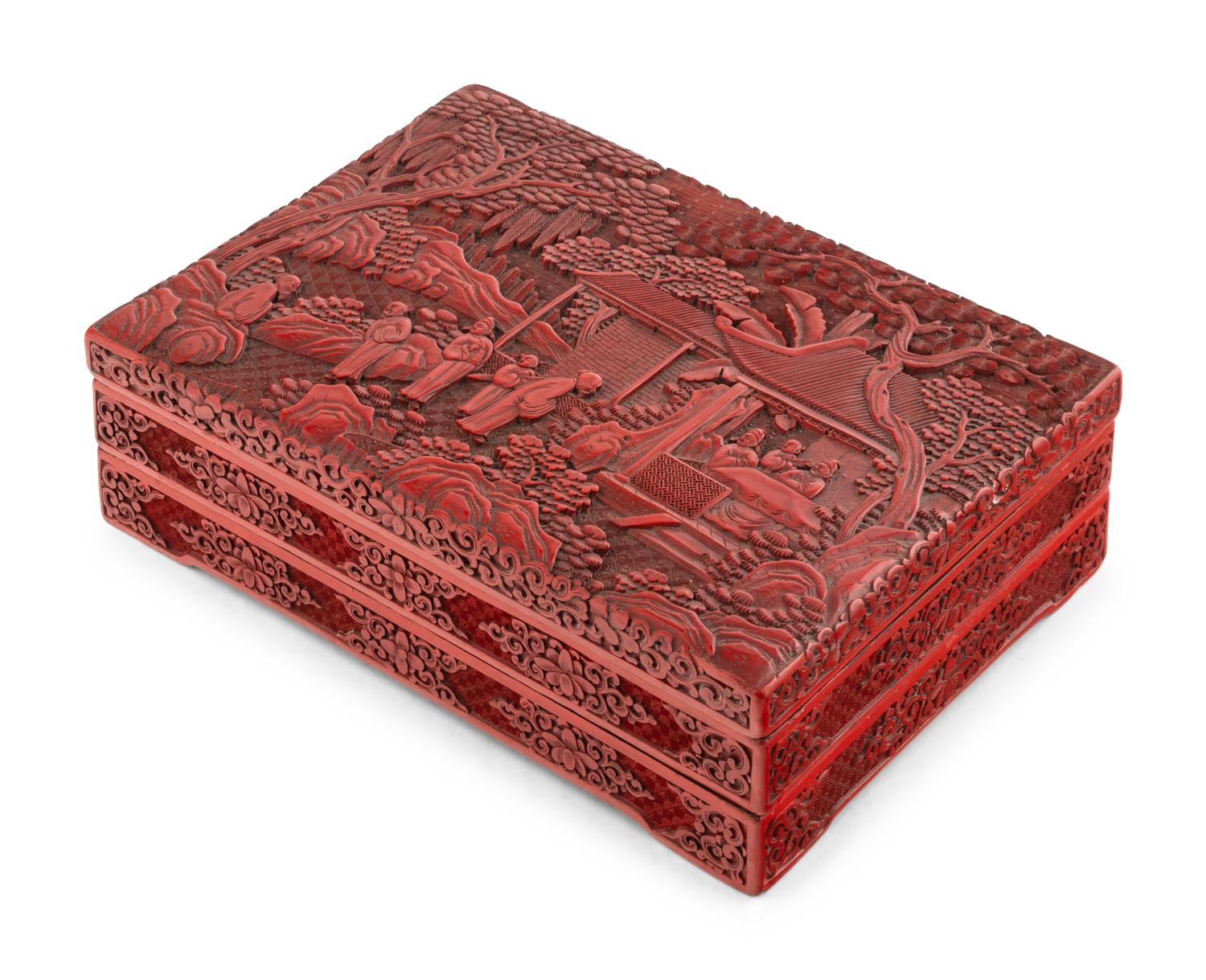 A Large Chinese Carved Red Lacquer Box