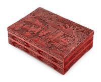 A Large Chinese Carved Red Lacquer Box