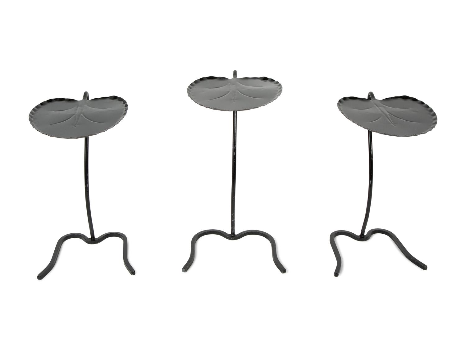 A Nest of Three Salterini Lily Pad Wrought Iron Side Tables — 20TH CENTURY