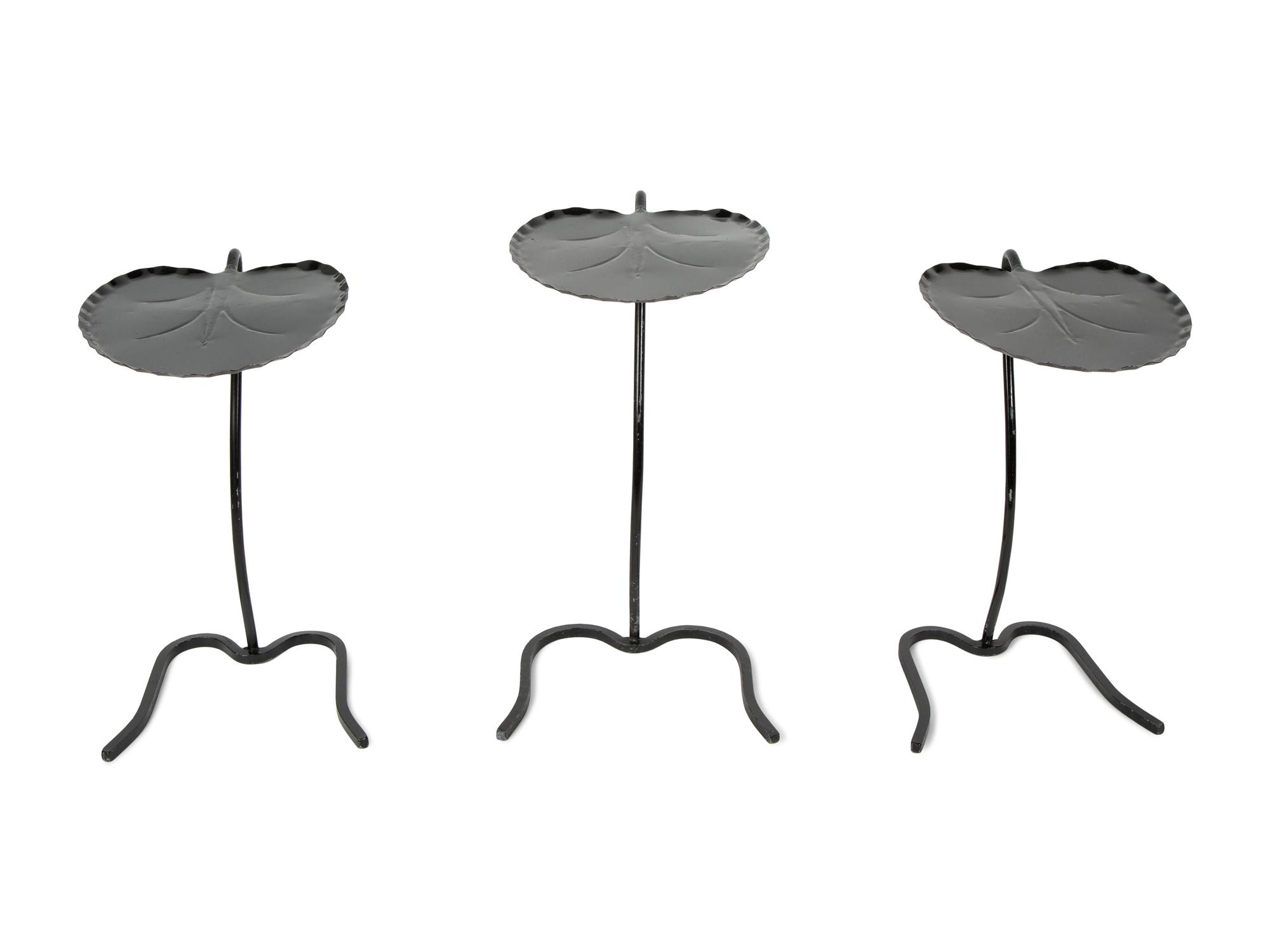A Nest of Three Salterini Lily Pad Wrought Iron Side Tables — 20TH CENTURY