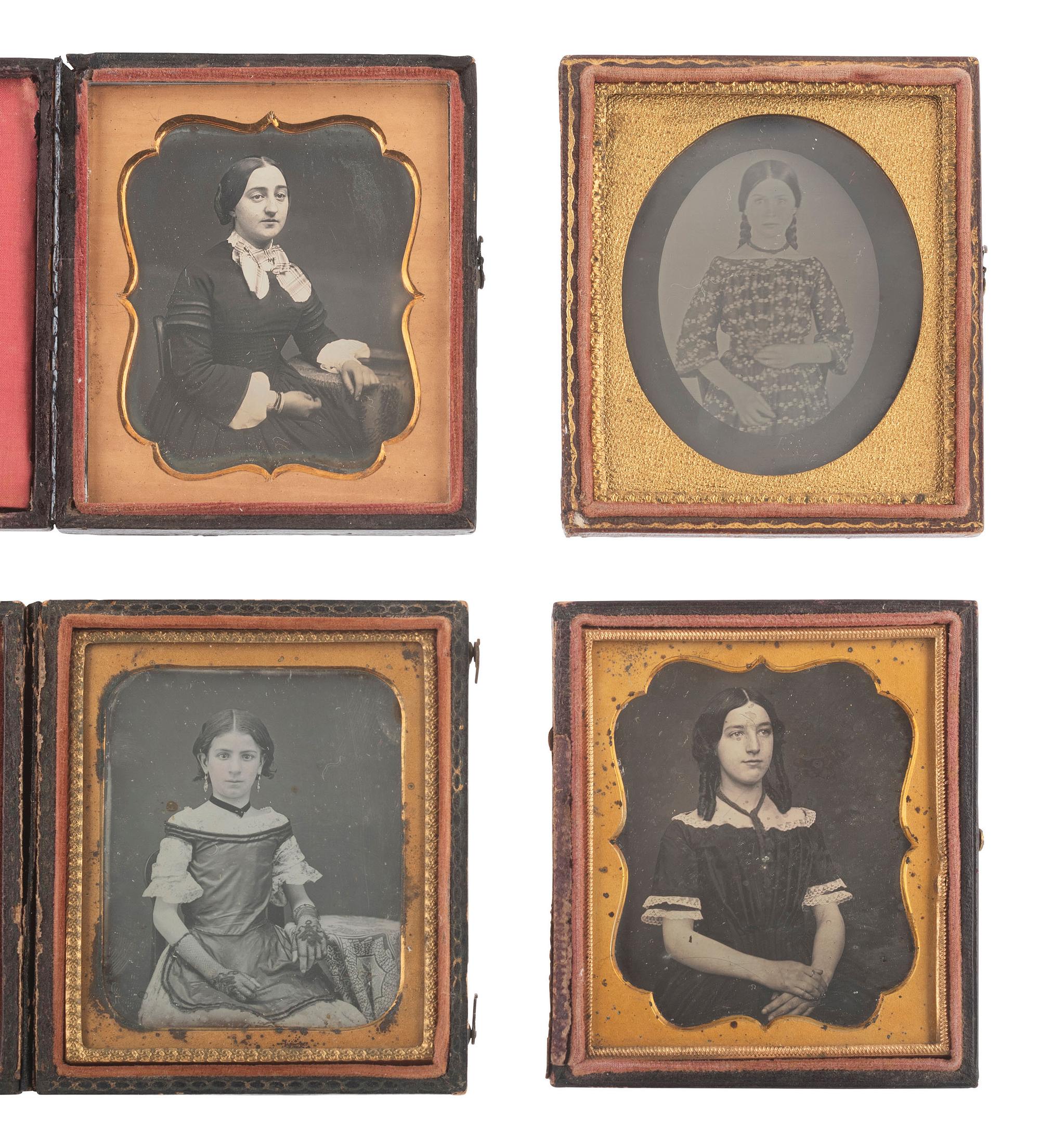 [EARLY PHOTOGRAPHY]. 26 sixth plate daguerreotypes of girls and young ladies.