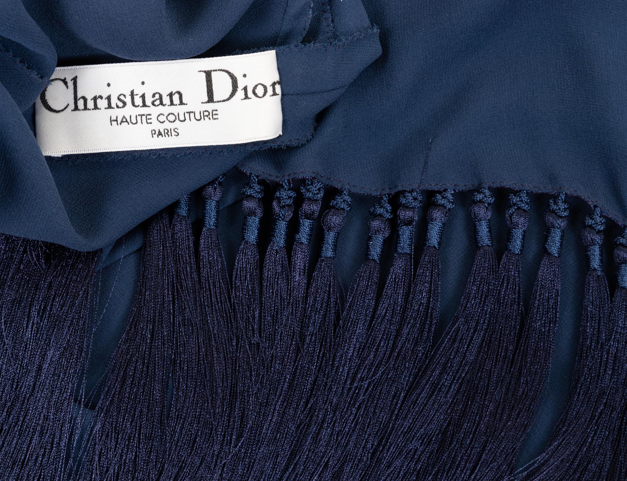 Christian Dior Haute Couture Chiffon Slip Dress with Fringed Capelet, Fall/Winter 2003