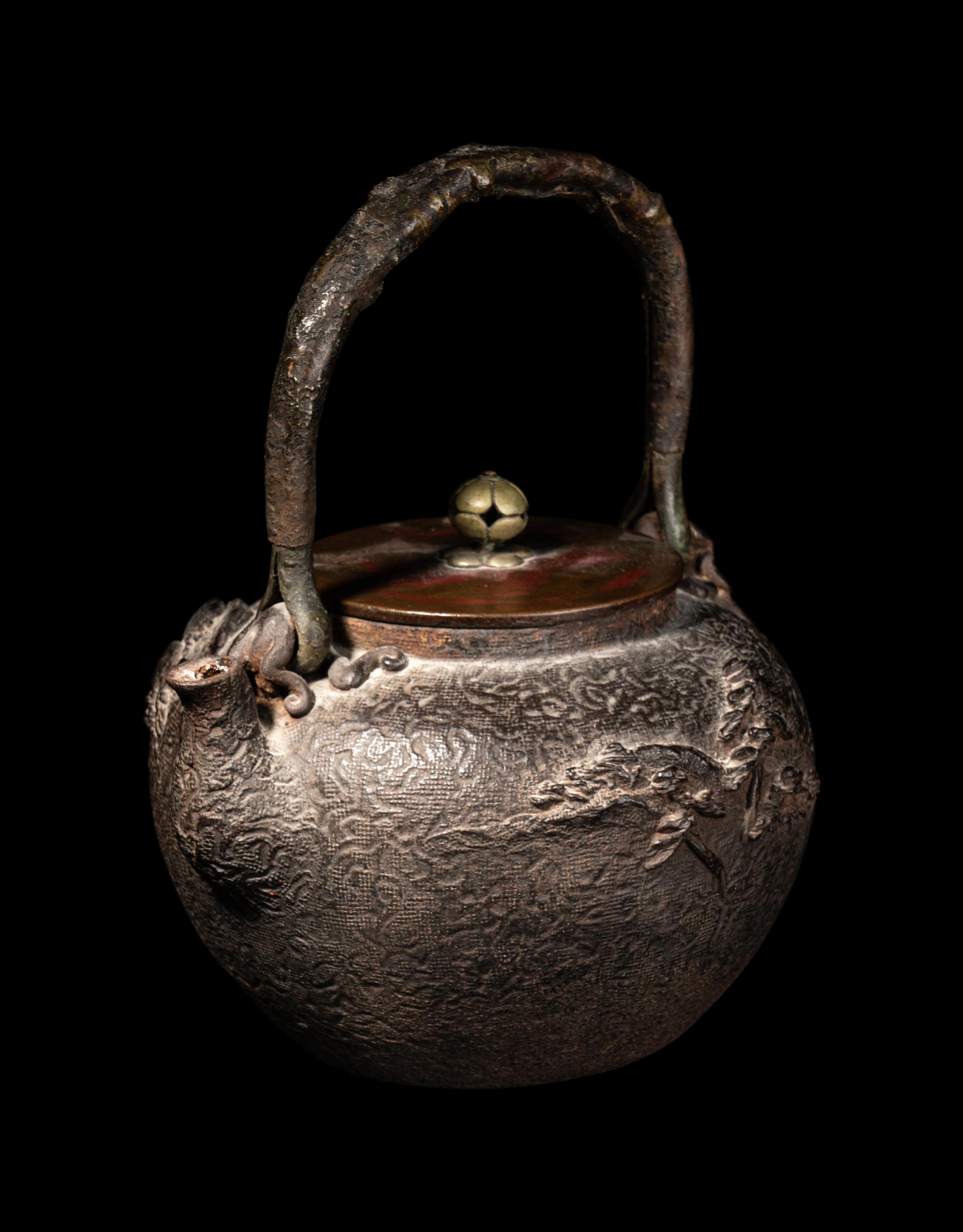 Two Japanese Cast Iron Teapots, Tetsubin