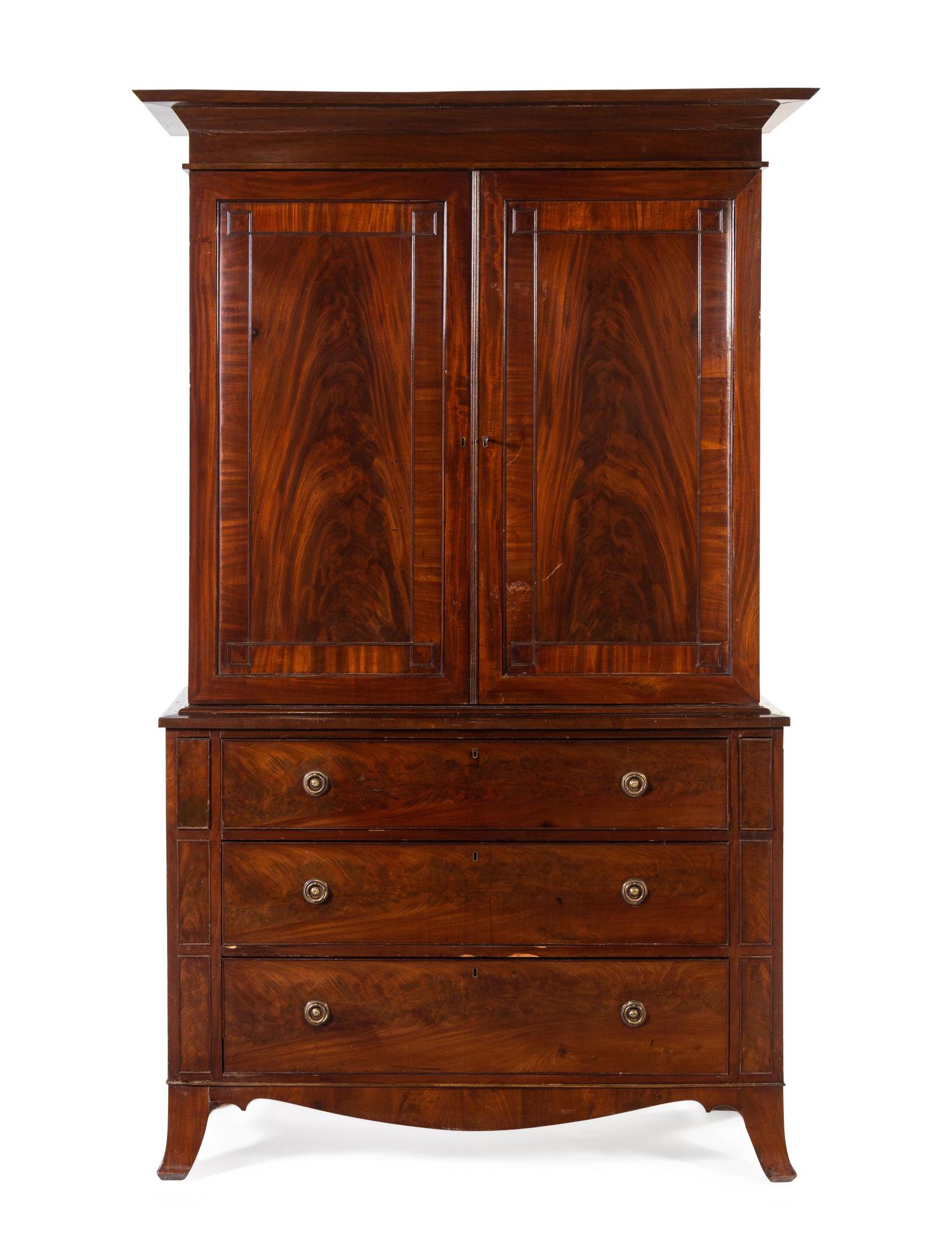A Regency Mahogany Linen Press