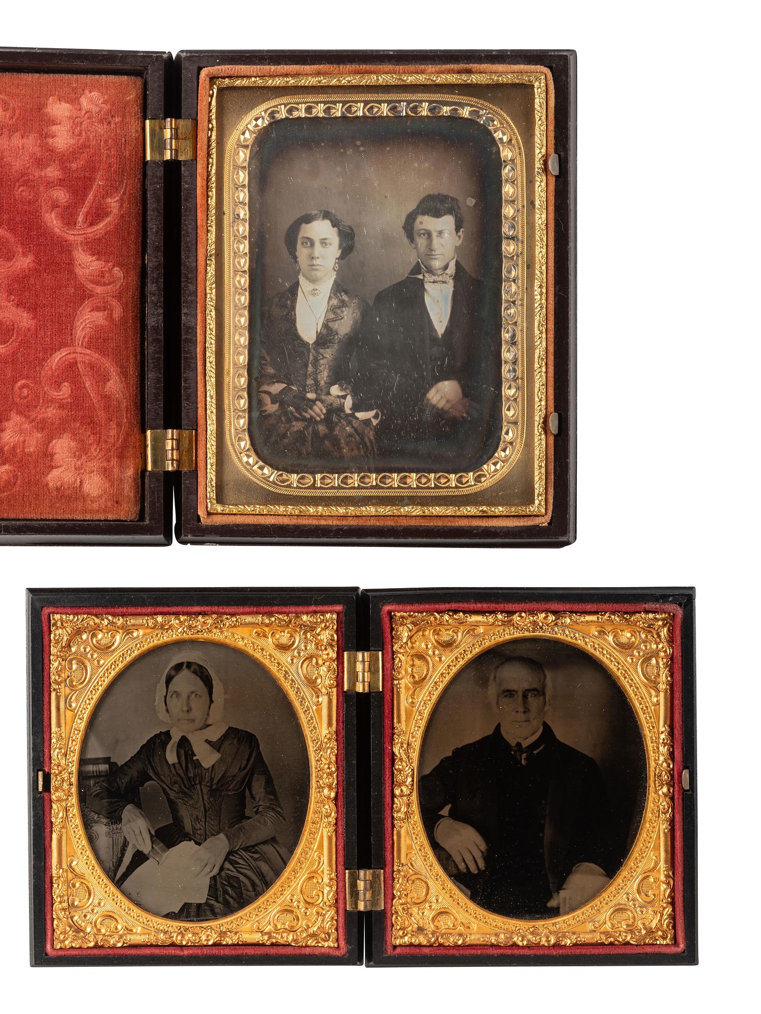 [EARLY PHOTOGRAPHY]. 5 Union cases containing images of couples.